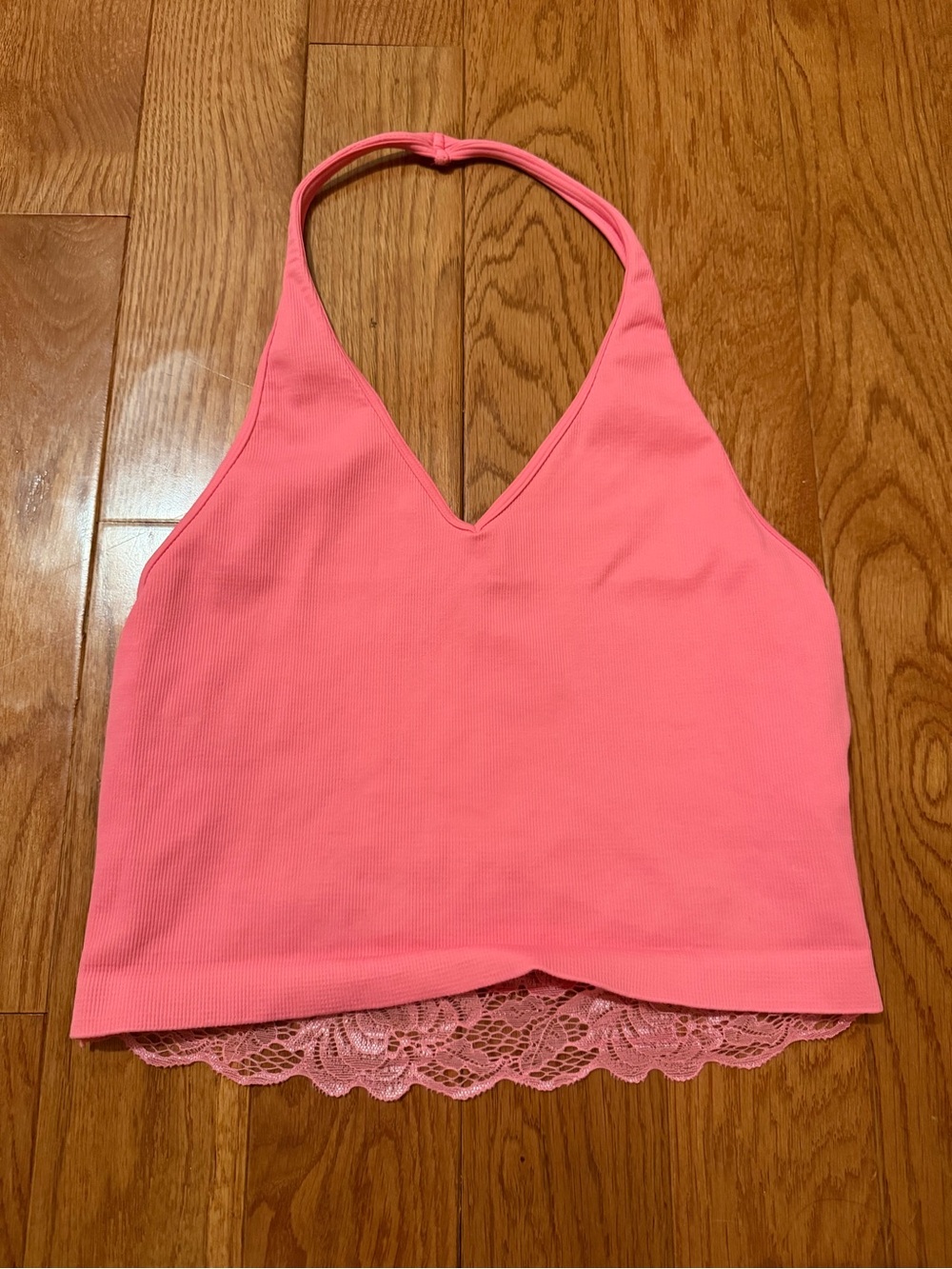 NWOT Nikibiki Women’s Stretch Halter Tops Sz OS Pink Lace in the Back Cropped